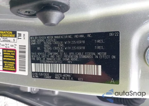 2022 Toyota Highlander Xle from USA, damaged, VIN 5TDGZRBH4NS581552